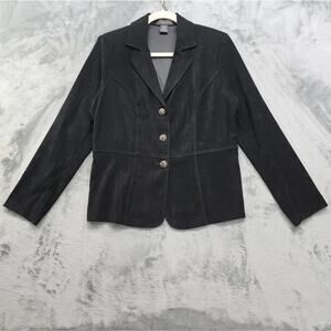 Vintage 90s Elementz Blazer Women's Size S Black Stretch Sueded Polyester Preppy